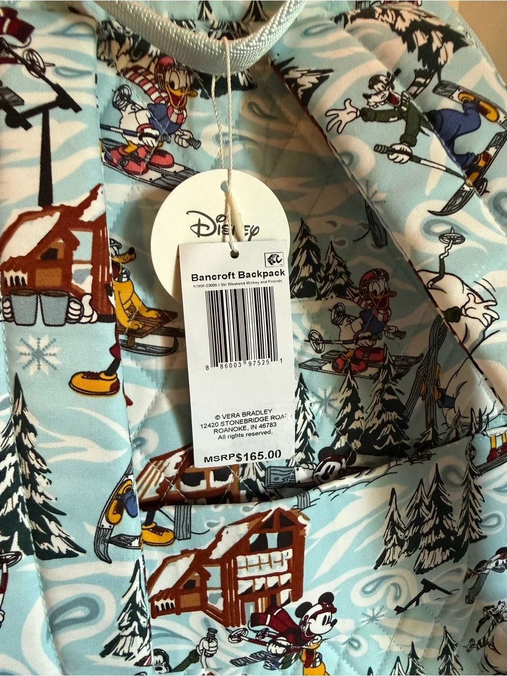 NWT Vera Bradley x Disney Bancroft backpack in Ski Weekend Mickey and Friends